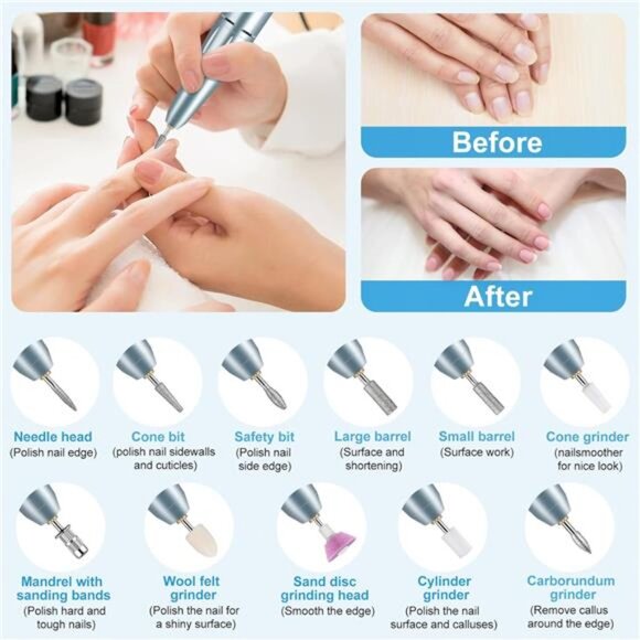 Electric Nail Drill,35000RPM Professional Nail Drill Machine,Portable Nail Drill - Picture 2 of 7